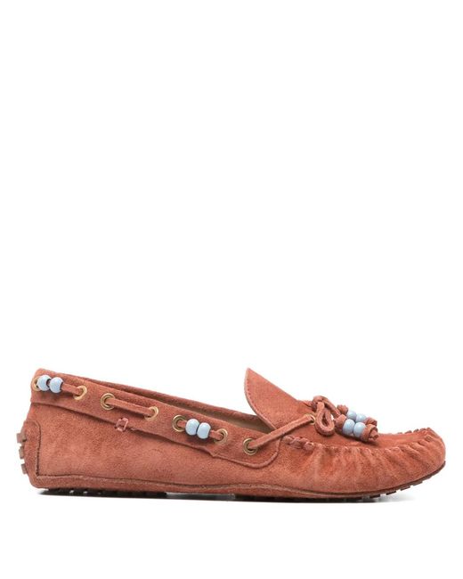 Farm Rio Brown Beaded moccasin loafers