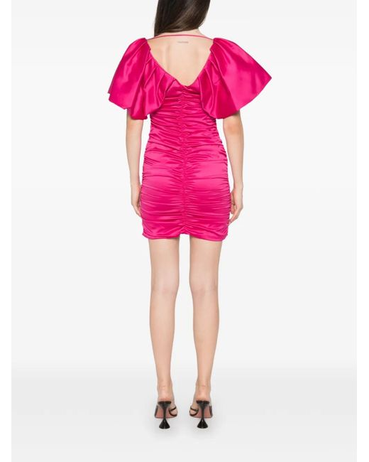 SIMONA CORSELLINI Pink Ruched-Satin Mini Dress