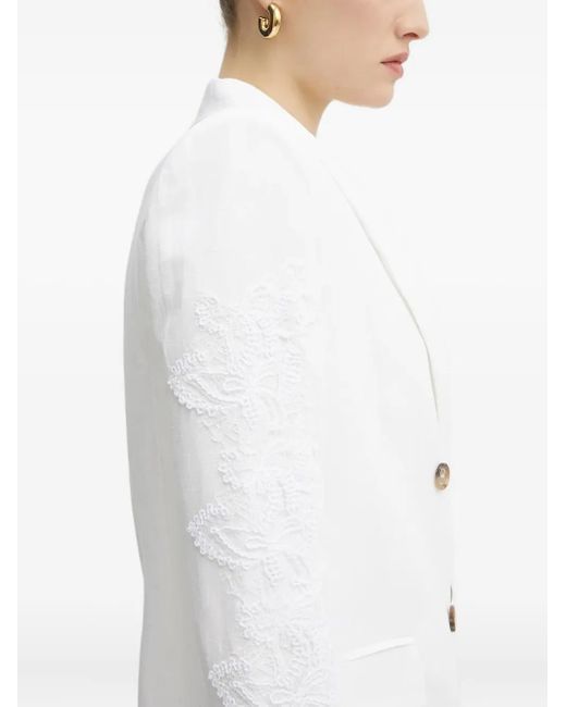 Blazer con doble botonadura y bordado Ermanno Scervino de color White