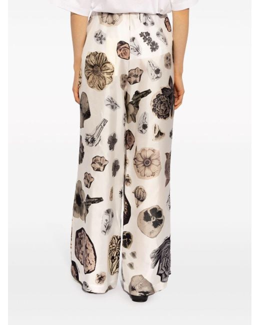Marni White Floral-print Straight-trousers