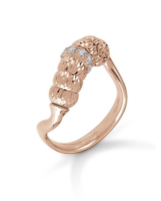 Officina Bernardi White 18Kt Rose Enigma Diamond Ring