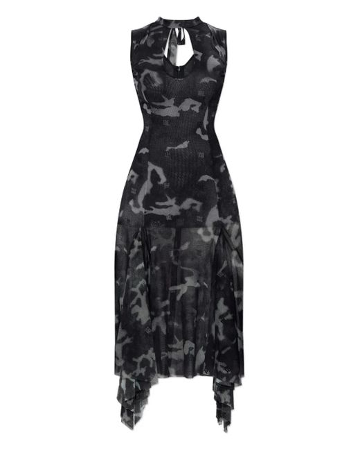 M I S B H V Black Keyhole-Neck Asymmetric Dress