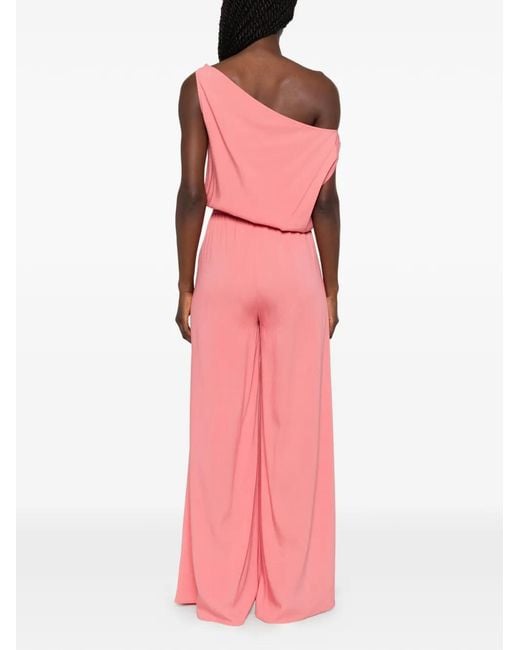Carla G Pink One-Shoulder Wide-Leg Jumpsuit