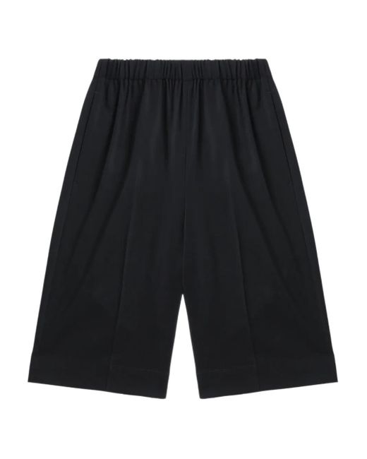 Enfold Black Elastic-Waist Wool Shorts