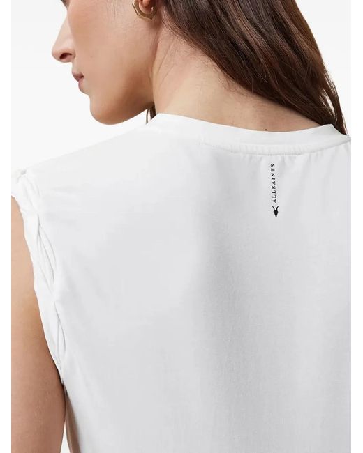AllSaints White West Gathered Tank Top