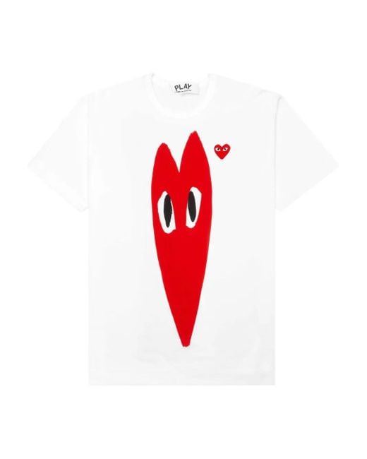 COMME DES GARÇONS PLAY Red T-shirt With Contrasting Logo for men