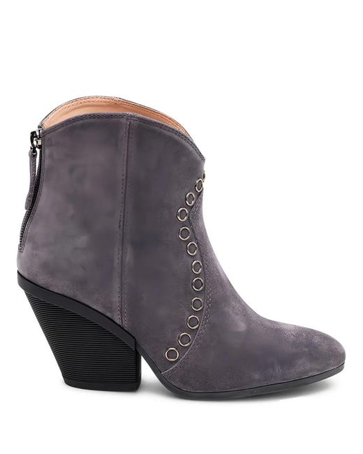 Hogan Gray Eyelet-Embellished Suede Boots