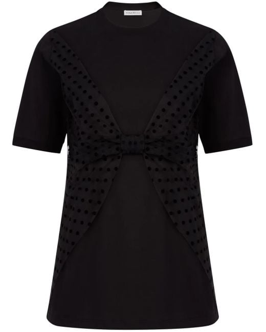 Nina Ricci Black Bow-Detail Cotton T-Shirt