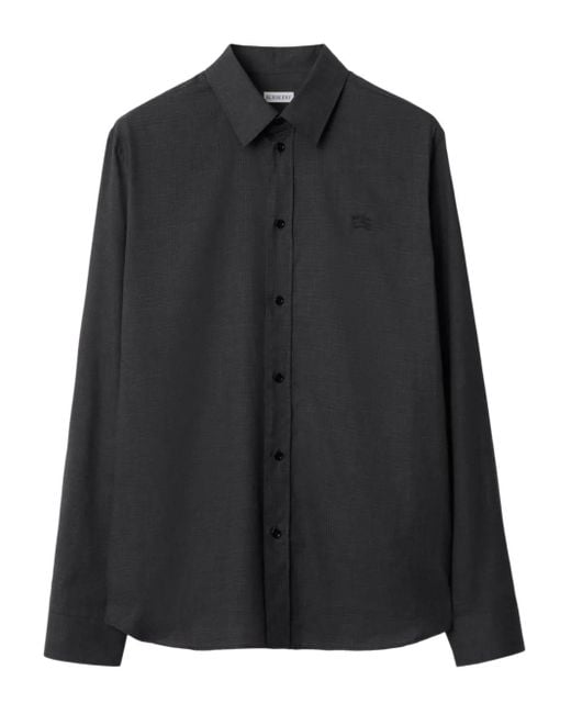Camicia A Quadri Con Ricamo di Burberry in Black da Uomo