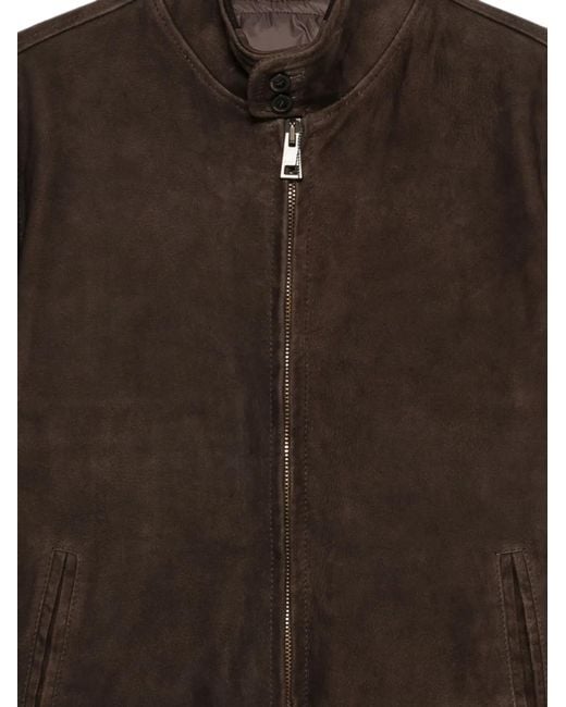 Boglioli Brown Suede High-Neck Jacket for men