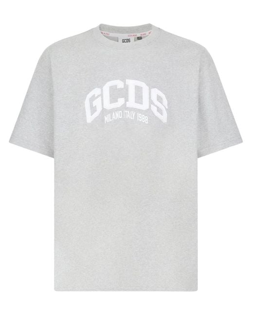 Gcds White Oversized T-Shirt With Logo for men