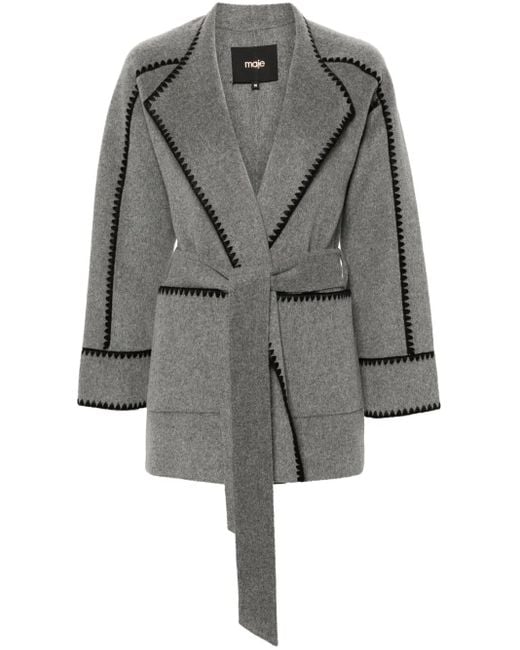 Maje Gray Double-Faced Coat