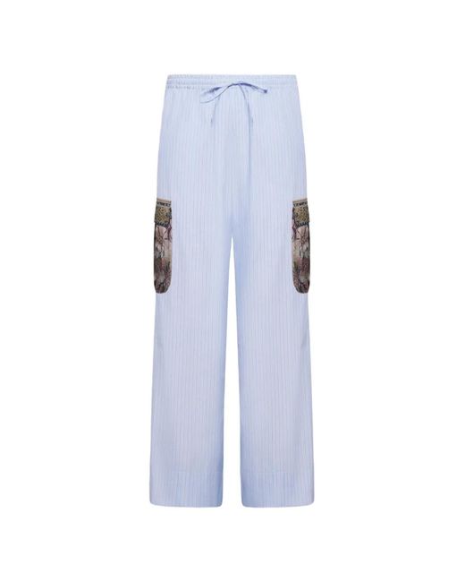 Pierre Louis Mascia Blue Alomhi Pinstripe-Pattern Trousers