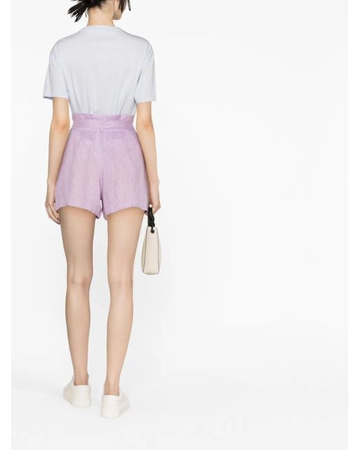 Emporio Armani Shorts Met Paperbag Taille in het Purple