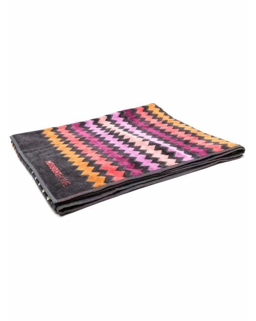 Missoni Red Zigzag Logo-Knit Cotton Towel