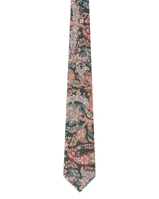 Etro White Paisley Jacquard Silk Tie for men
