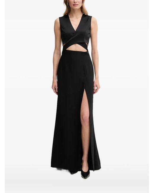 Sandro Ferrone Black Cut-Out V-Neck Maxi Dress