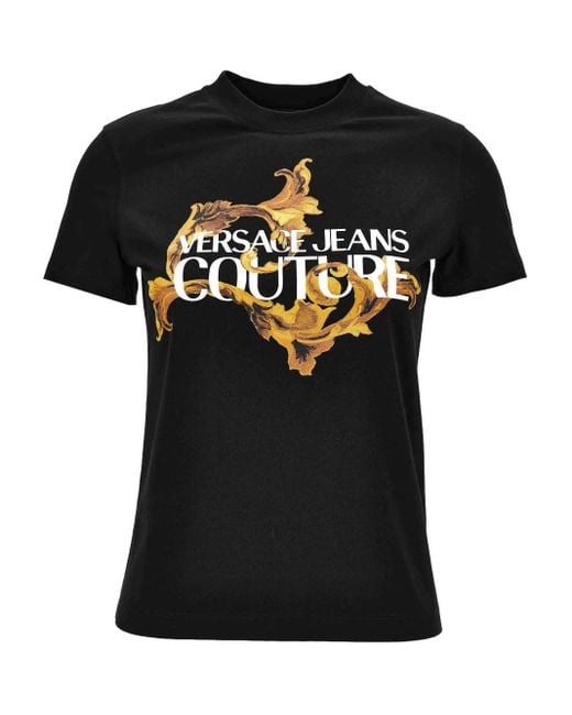 Versace Jeans Couture Black Logo-Print T-Shirt