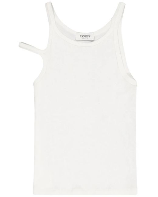 Laneus Asymmetrische Tanktop in het White