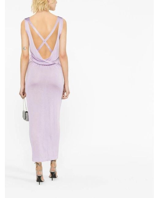 Tom Ford Purple V-Neck Knitted Dress