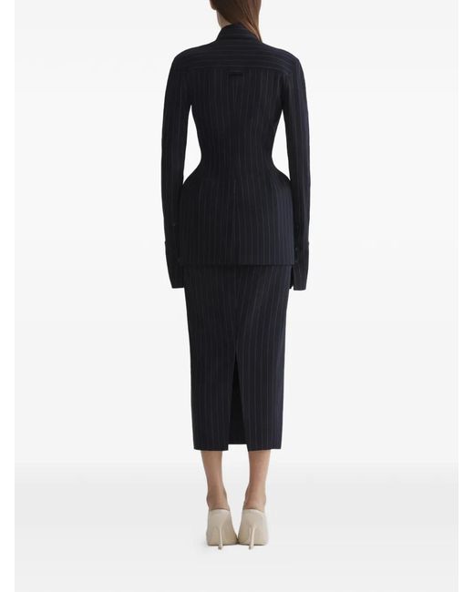 Mugler Black Pinstriped Split Skirt