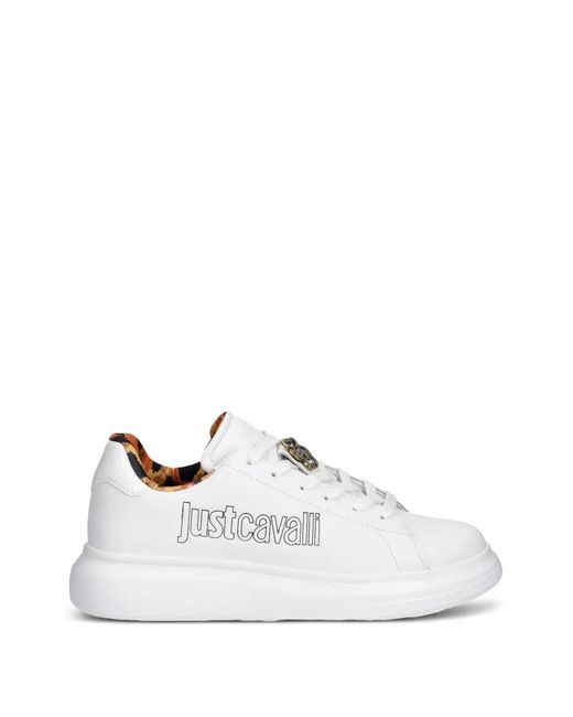 Just Cavalli White Logo-Plaque Sneakers