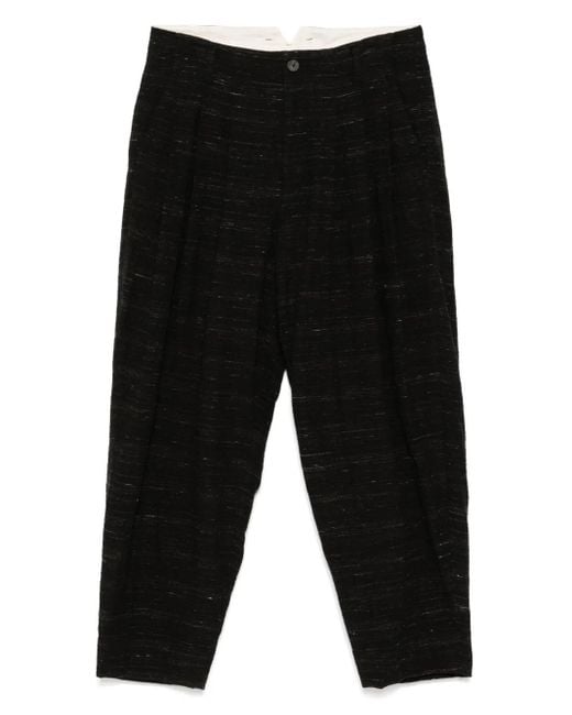 CALMLENCE Black Triple Pleated Tapered Trousers for men