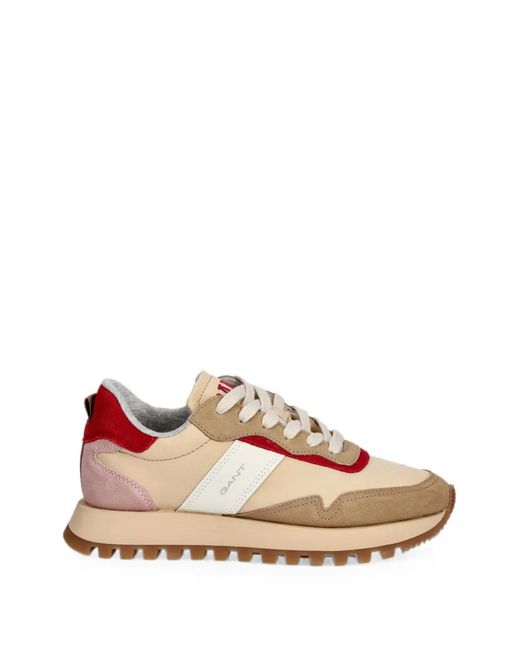 Gant Pink Panelled Suede-Trimmed Sneakers