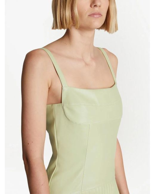 Proenza Schouler Green Faux-Leather Drop-Waist Dress