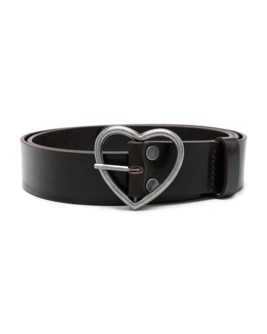 Martine Rose Black Heart-buckle Leather Belt for men
