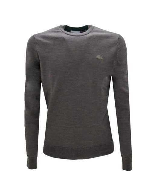 Lacoste Gray Logo-Patch Crewneck Sweater for men
