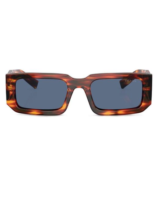 Prada Blue Tortoiseshell-effect Rectangle-frame Sunglasses for men
