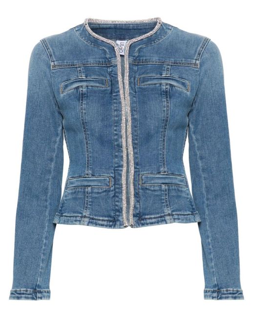 Liu Jo Blue Crystal-embellished denim jacket