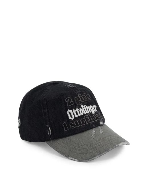 OTTOLINGER Black Distressed Slogan-Print Baseball Cap