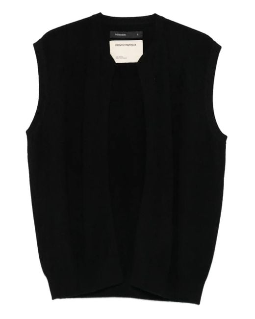 Frenckenberger Black Sleeveless Open-Front Cardigan