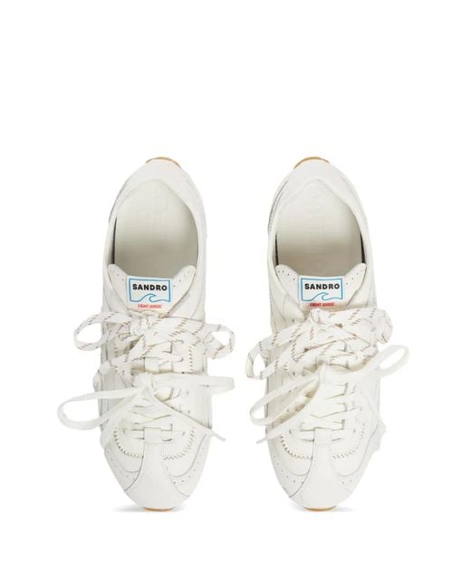 Sandro White Light Wave Leather Sneakers