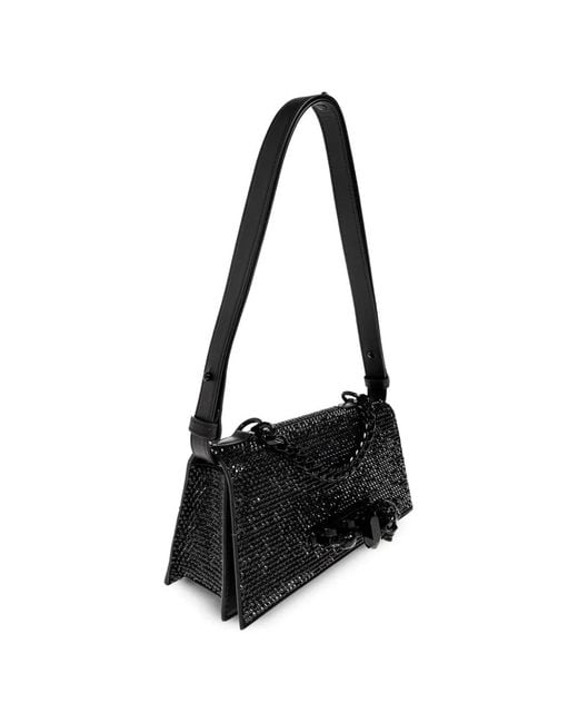 McQueen Black Mini Jewelled Shoulder Bag