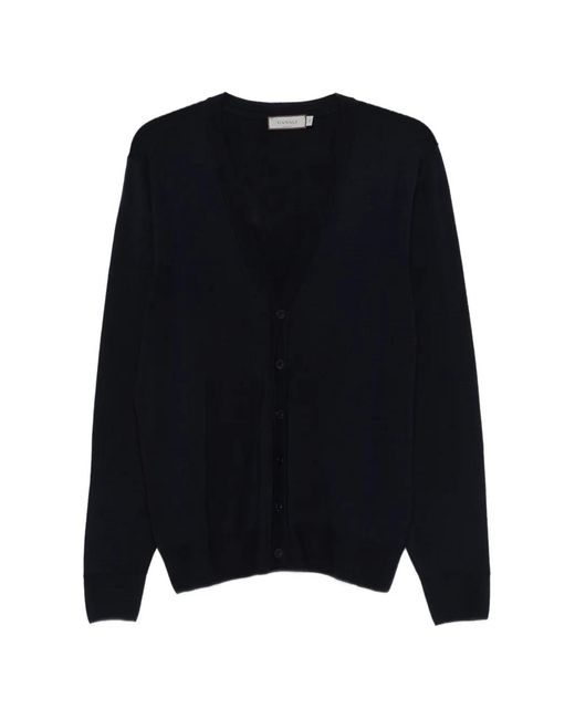 Canali Black Button V-Neck Cardigan for men