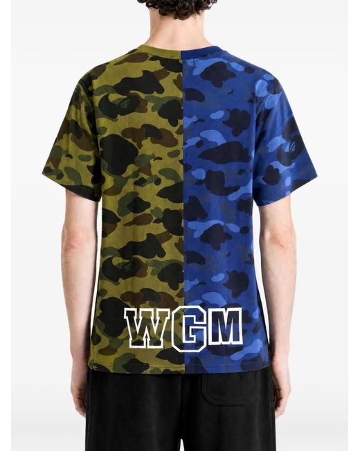 A Bathing Ape Blue Shark Camouflage-Print T-Shirt for men