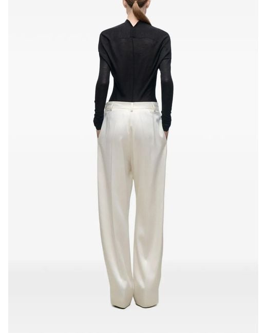 Victoria Beckham White Relaxed Curved-Leg Trousers
