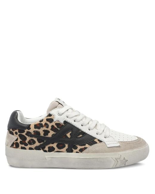 Ash Gray Moonlight Retro Leopard-Print Sneakers