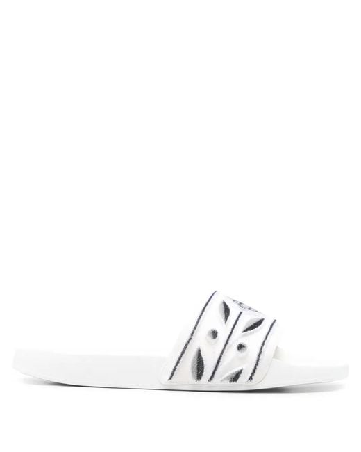 Casablanca White Embroidered Slides for men