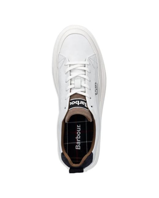 Barbour White Stannington Logo-Patch Sneakers for men