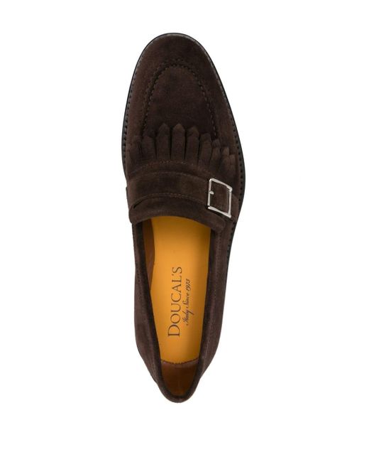 Doucal's Black Fringed Suede Loafers for men