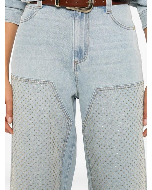 Sandro Blue Rhinestone-Embellished Jeans