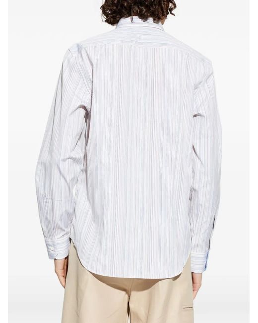 Paul Smith White Chemise Rayée À Manches Longues for men