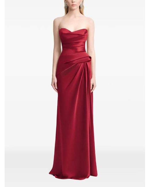 Gemy Maalouf Red Strapless Maxi Dress