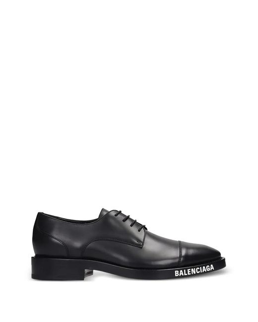 Balenciaga Black Logo-Print Derby Shoes for men