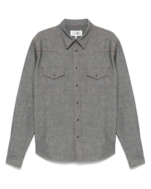 MM6 by Maison Margiela Gray Rinsed Denim Shirt for men