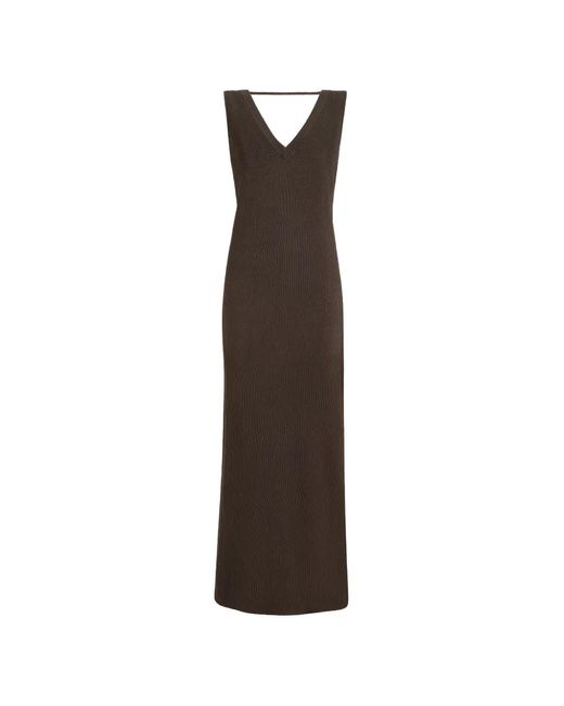 Brunello Cucinelli Women's Brown Cotton Rib Knit Dress With Monili -  www.magambanetwork.com